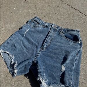 Blue Distressed Jean Shorts